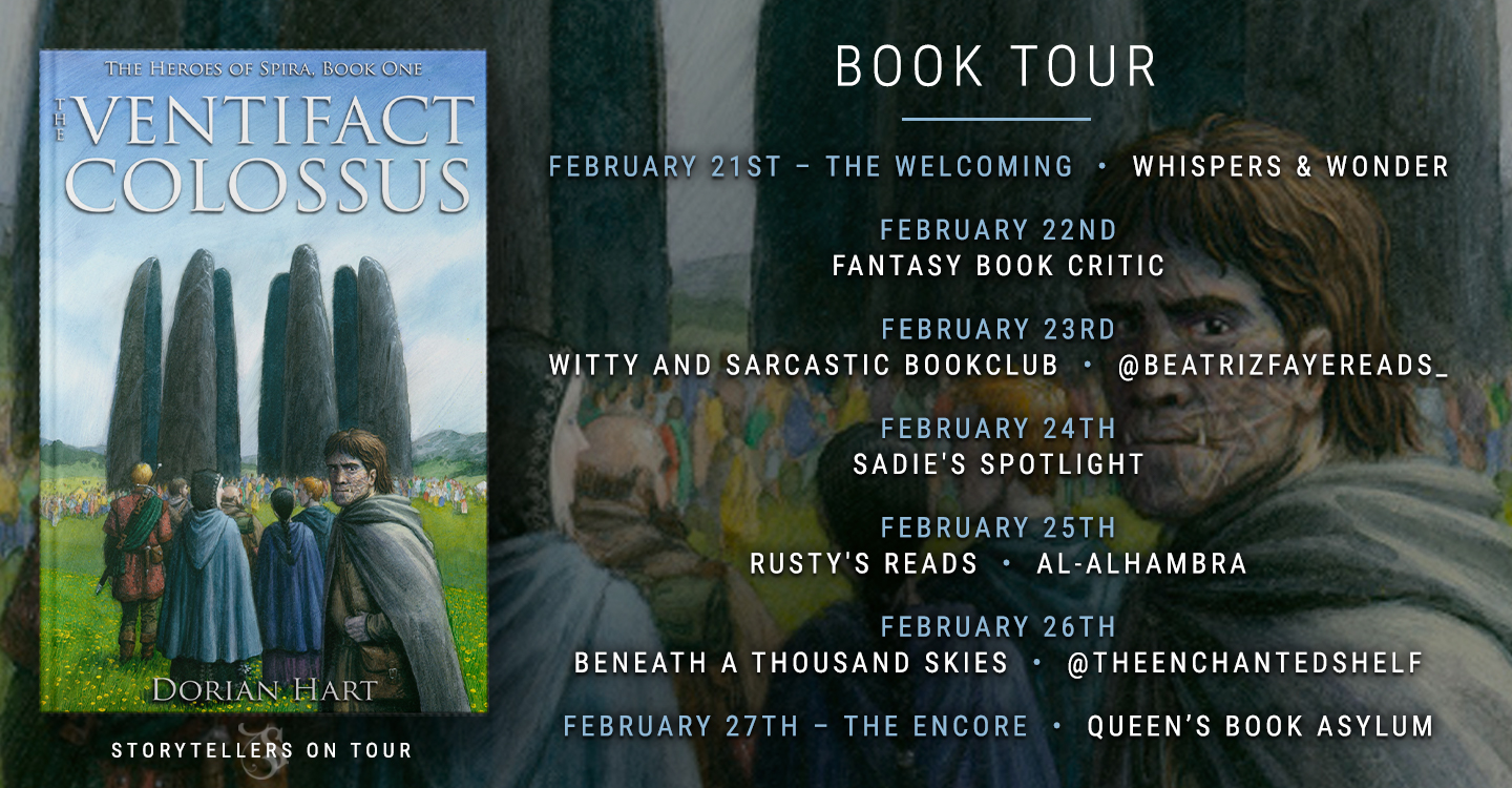 The Ventifact Colossus by Dorian Hart tour hosts banner